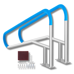 2 Piece 55x32" Stainless Steel Pool Handrails with Base Plate-Hammerox Industrial