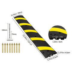 2 Piece 72" Rubber Speed Bump 22000lb Capacity-Hammerox Industrial