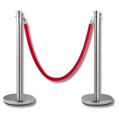 2 Piece Crowd Control Stanchion Set with Velvet Rope-Hammerox Industrial