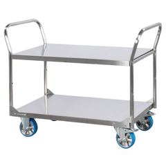 2 Tier Stainless Steel Double Handle Platform Trolley-Hammerox Industrial