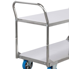 2 Tier Stainless Steel Double Handle Platform Trolley-Hammerox Industrial