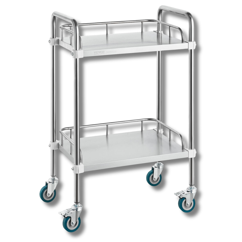 2 Tier Stainless Steel Lab Cart Mobile Utility Cart-Hammerox Industrial