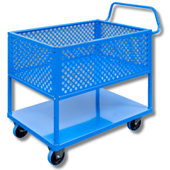 2 Tier Steel Half Height Single Basket Trolley-Hammerox Industrial