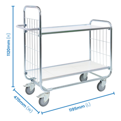 2 Tier Trolley with Adjustable Shelves-Hammerox Industrial