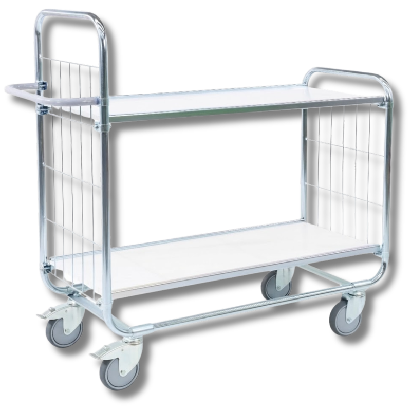2 Tier Trolley with Adjustable Shelves-Hammerox Industrial