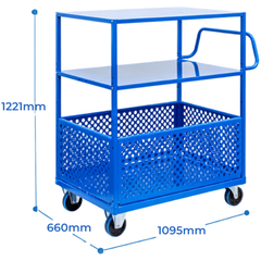 2 Tier Trolley with Bottom Basket-Hammerox Industrial