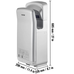 2000W Automatic Jet Hand Dryer High Speed - Silver
