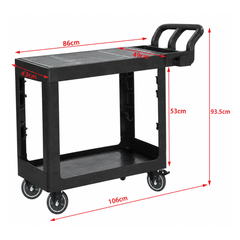 200kg Heavy Duty 2 Tier Utility Trolley - Black-Hammerox Industrial