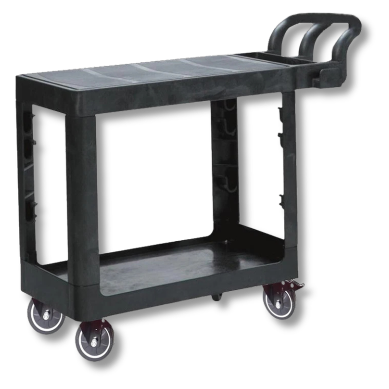 200kg Heavy Duty 2 Tier Utility Trolley - Black