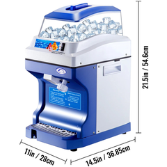 200kg/hr Commercial Ice Shaver Snow Cone Machine with Hopper