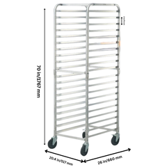 20 Sheet Commercial Bun Pan Rack Aluminium with Brake Wheels