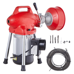 20m x 5/8" 250W Drain Cleaner Machine Manual Feed
