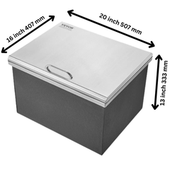 20x16x13" Stainless Steel Drop In Ice Chest Ice Bin with Cover