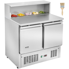 220L Commercial Prep Fridge Sandwich Salad Table 2 Door with 5 Pans