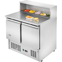 220L Commercial Prep Fridge Sandwich Salad Table 2 Door with 5 Pans