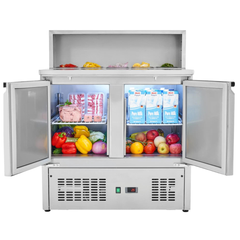 220L Commercial Prep Fridge Sandwich Salad Table 2 Door with 5 Pans