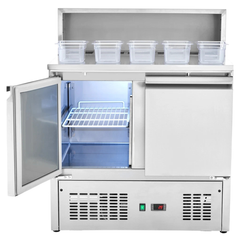 220L Commercial Prep Fridge Sandwich Salad Table 2 Door with 5 Pans