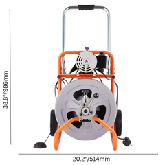 23m x 1/2" Drain Cleaner Machine with Wheels & 8 Cutters-Hammerox Industrial