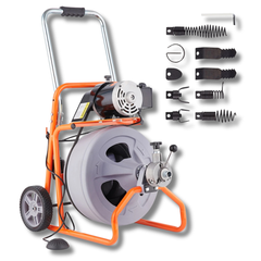 23m x 1/2" Drain Cleaner Machine with Wheels & 8 Cutters-Hammerox Industrial