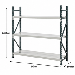 2400 x 1200 x 600mm Heavy Duty Steel Longspan Shelving-Hammerox Industrial
