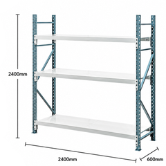 2400 x 2400 x 600mm Heavy Duty Steel Longspan Shelving-Hammerox Industrial