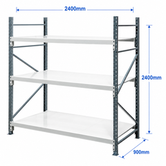 2400 x 2400 x 900mm Heavy Duty Steel Longspan Shelving-Hammerox Industrial