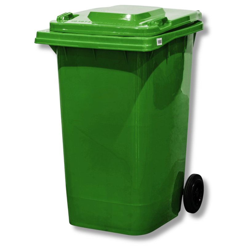 240L Green Plastic Wheelie Bin 580 x 730 x 1080mm-Hammerox Industrial