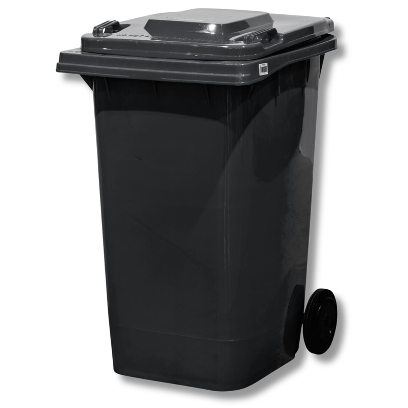 240L Grey Plastic Wheelie Bin 580 x 730 x 1080mm-Hammerox Industrial
