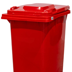240L Red Plastic Wheelie Bin 580 x 730 x 1080mm-Hammerox Industrial