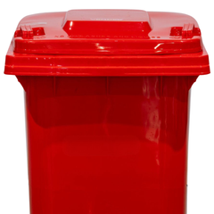 240L Red Plastic Wheelie Bin 580 x 730 x 1080mm-Hammerox Industrial