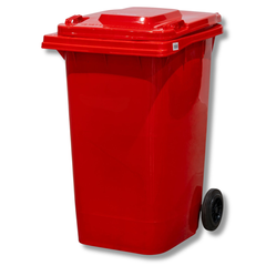 240L Red Plastic Wheelie Bin 580 x 730 x 1080mm-Hammerox Industrial