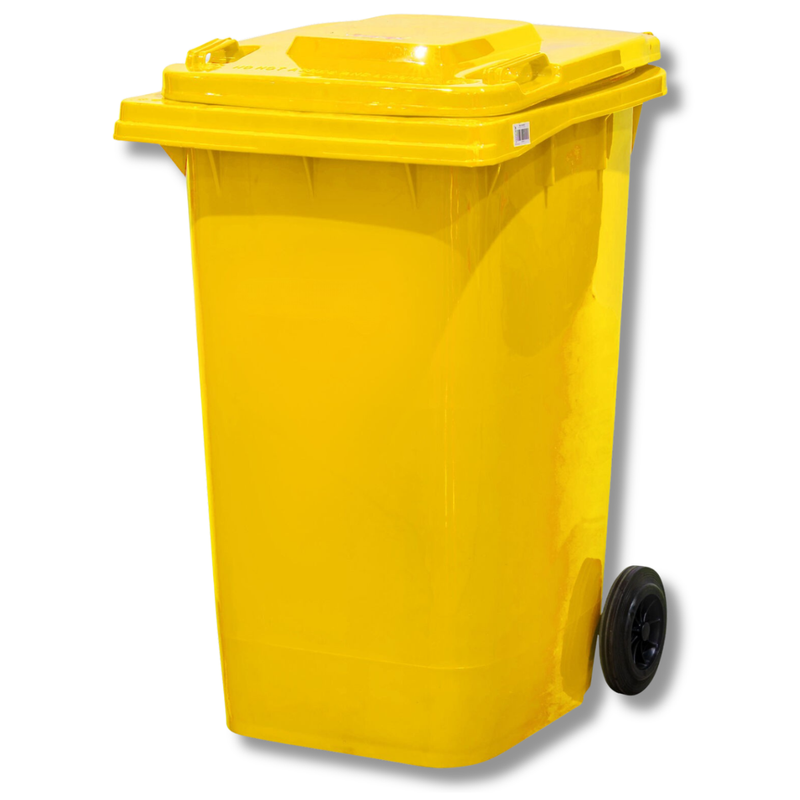 240L Yellow Plastic Wheelie Bin 580 x 730 x 1080mm-Hammerox Industrial