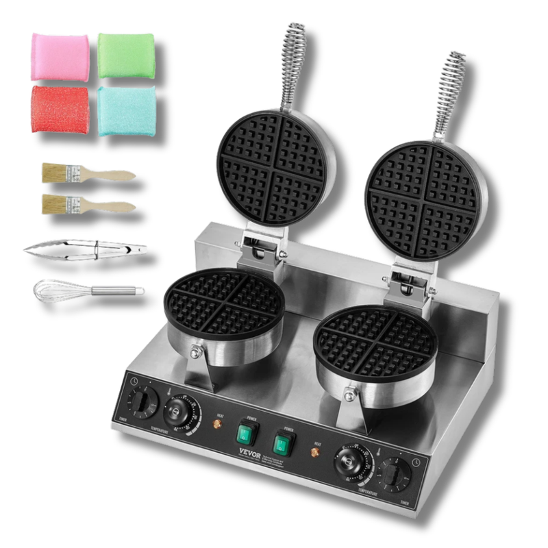 2460W Dual Head Round Waffle Maker Non Stick-Hammerox Industrial
