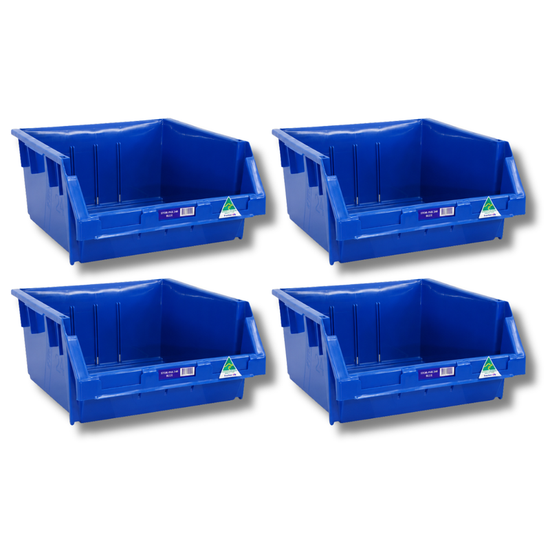 24L Stor-Pak No.240 Storage Bin 410 x 440 x 210mm Blue 4 Pack-Hammerox Industrial