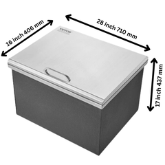 28x16x17" Stainless Steel Drop In Ice Chest Ice Bin with Cover-Hammerox Industrial