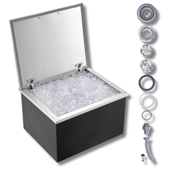 28x16x17" Stainless Steel Drop In Ice Chest Ice Bin with Cover-Hammerox Industrial