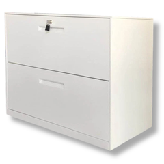 2 Drawer Lateral Metal Filing Cabinet Assembled - White