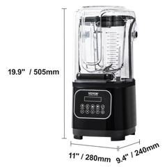 2L Commercial Smoothie Blender Countertop - Black