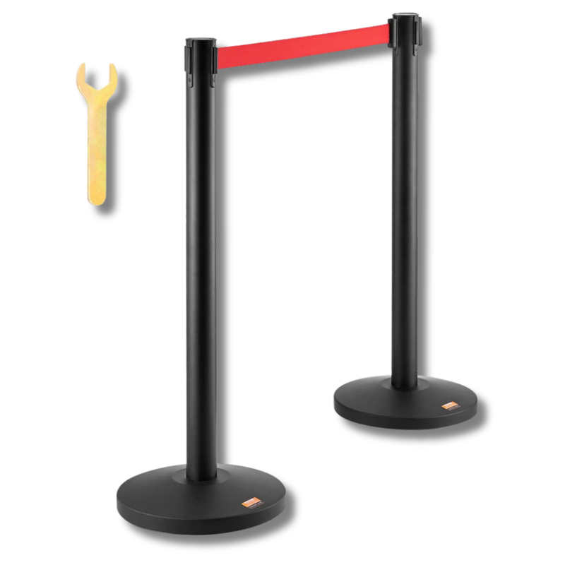 2 Pack Crowd Control Stanchions with 11ft Red Belt