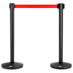 2 Pack Crowd Control Stanchions with 11ft Red Belt