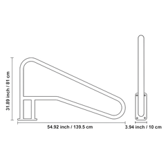 2 Piece 55x32" Stainless Steel Pool Handrails with Base Plate