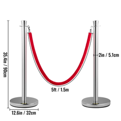 2 Piece Crowd Control Stanchion Set with Velvet Rope