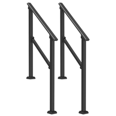 2 Piece Outdoor Handrail 2-3 Step Square Tube - Black