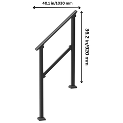 2 Piece Outdoor Handrail 2-3 Step Square Tube - Black