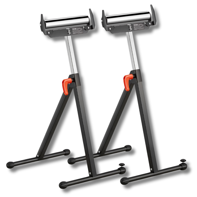 2 Piece Woodworking Roller Stand 113kg Capacity