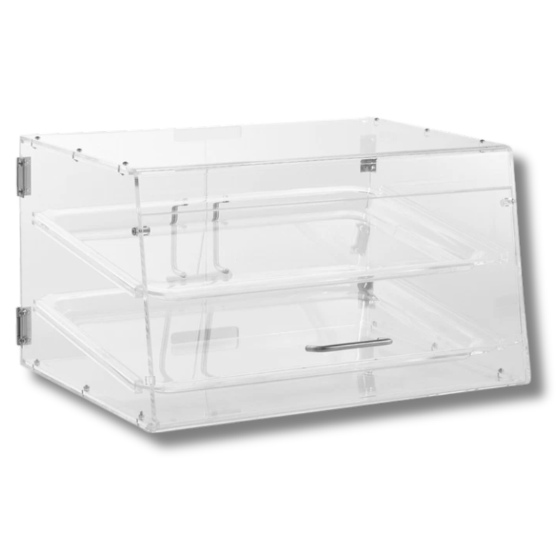 2 Tier Acrylic Bakery Display Case Countertop Rear Door