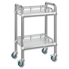 2 Tier Stainless Steel Lab Cart Mobile Utility Cart