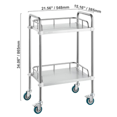 2 Tier Stainless Steel Lab Cart Mobile Utility Cart
