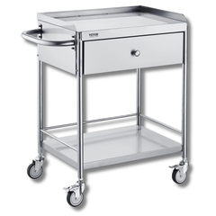 2 Tier Stainless Steel Utility Cart with Drawer 220lb Capacity