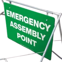 Emergency Assembly Point Swing Stand & Sign